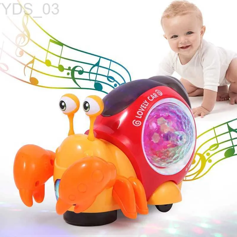 Electric/RC Animals Crling Crab Baby Toy Walking Tummy Time Early Learning Educational Toys Interactive Musical Light up Moving for Toddler YQ240402