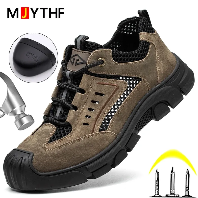 Bottes Bouptes de travail en mailles respirantes Chaussures de sécurité Summer Men Antismash Antipuncture indestructible chaussures de qualité