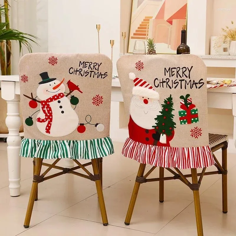 Capas de cadeira 1/2 pcs Natal Papai Noel Chapéu Capa Decoração Mesa Ano 2024 Ornamento para Casa Navidad Noel Xmas Presente