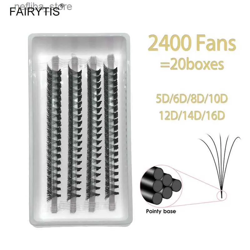 FARYTIS 2400ファンポイントベースプレインデイドファンラッシュ5d 6d 8d 10d 12d 14d 16d 16d Faux Minkまつげ拡張供給24328