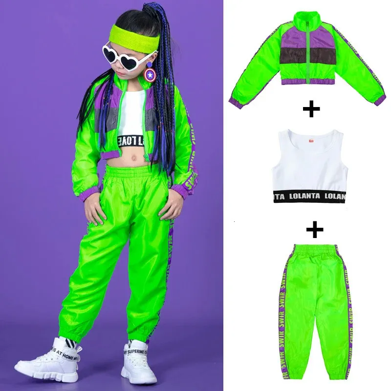 LOlanta filles 3 pièces ensemble de vêtements de danse Hip Hop enfants moderne Jazz équipe Performance Costume tenue décontracté 4-14 ans 240328