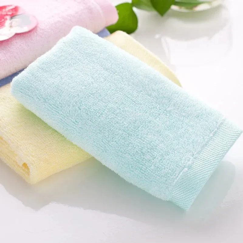 Manufacturers Selling Bamboo Fiber Thickening Small Towel Infant Baby Wipes Pure Color Hand Towel Children Wash Face Towel