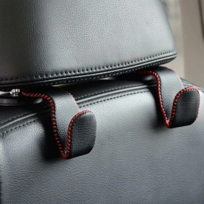 1st förvaringshållare för bilhuvudstödkrokar som hänger Pures Auto Fastener Back Seat Organizer Pu Leather Bakställ Portable Portable