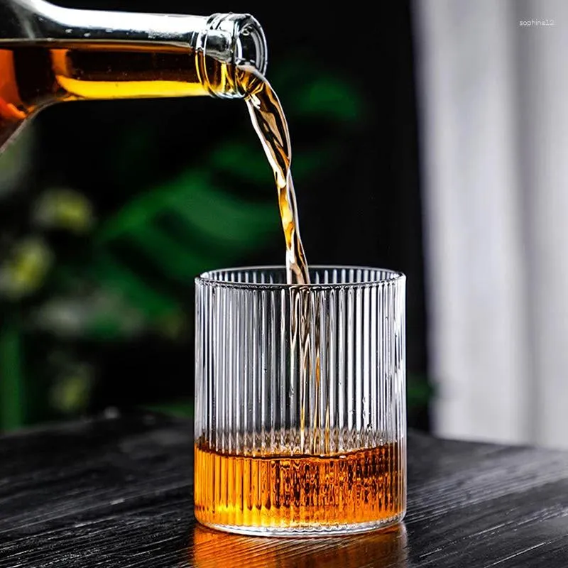ワイングラス日本のクリエイティブガラスカップジュースドリンクコーヒー垂直パターン透明ウイスキーハンドメイドホームバー