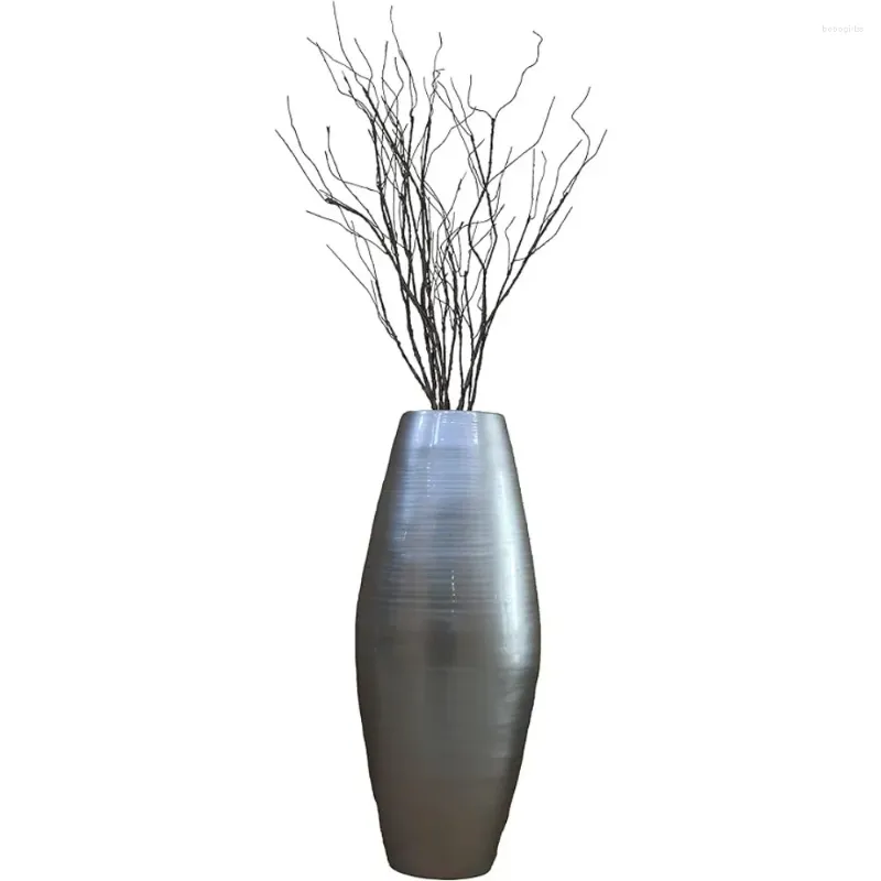 Vases pour salle à manger, cylindre de sol en bambou, décoration de maison, salon, 27 pouces, argent, décoration de jardin gratuite