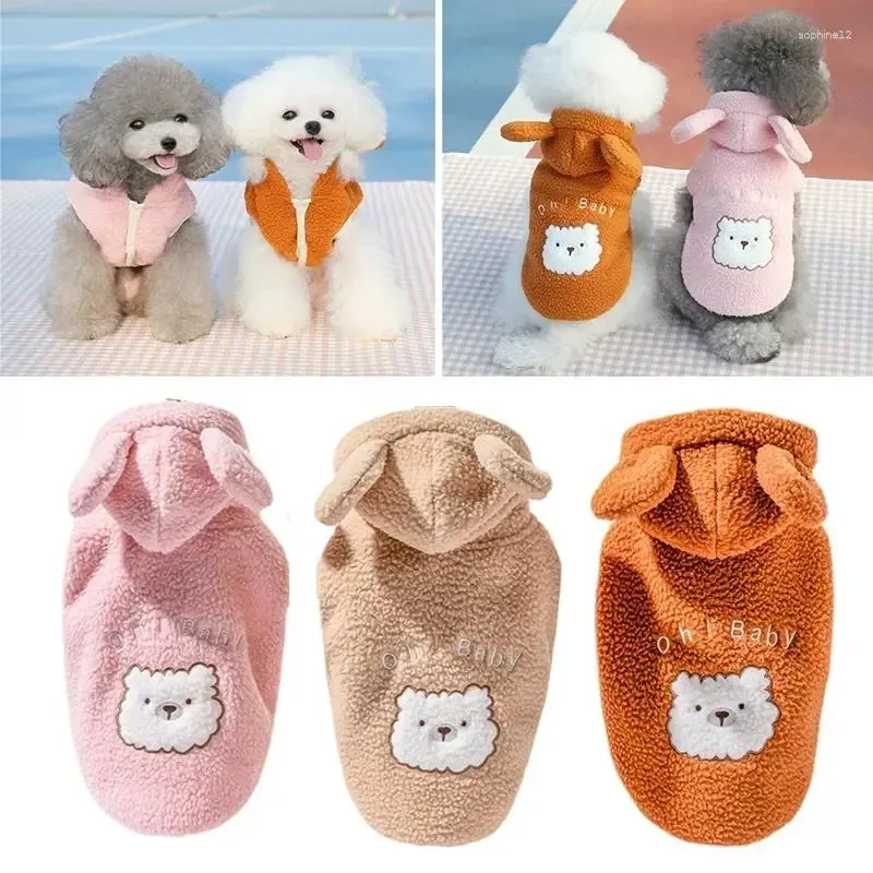 Hondenkleding Fleece voor terrier jassen Warm Winter Puppy Cute Vest Patroon S Yorkshire kleine jas mouwloze kapkleding met capuchones