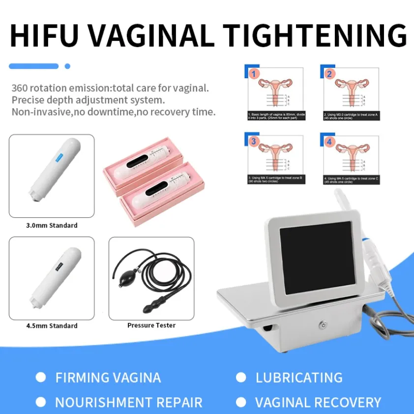 Другое косметическое оборудование Антивозрастное вагинальное ультразвуковое устройство с фокусом Hifu для влагалища, похудения, удаления морщин с 2 картриджами, не включает Tr
