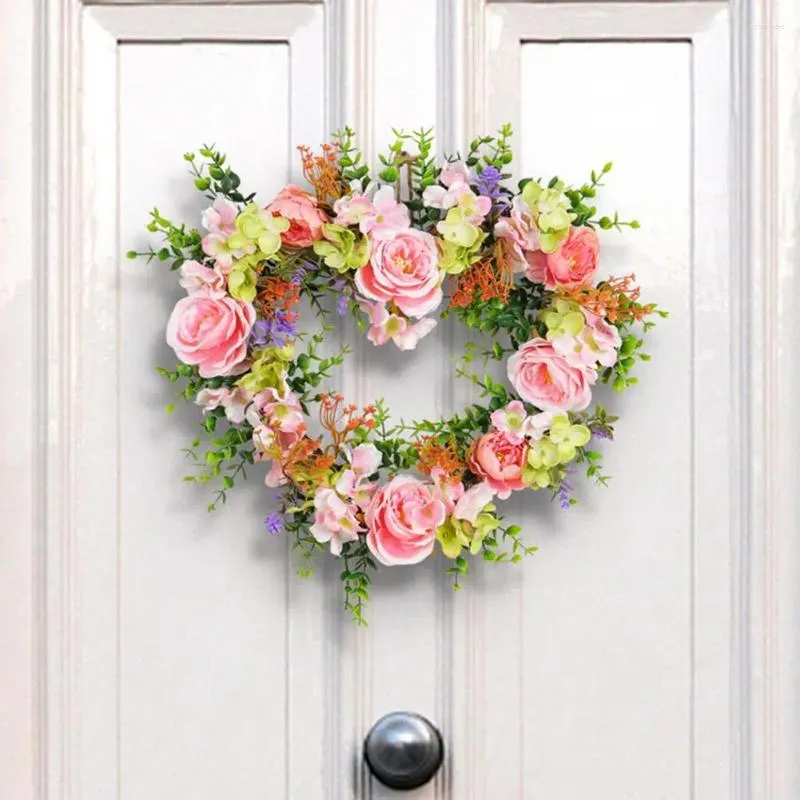 Decorative Flowers Valentine Day Love Heart Wreath Romantic Valentine's With Simulation Rose Flower Garlands For Wedding