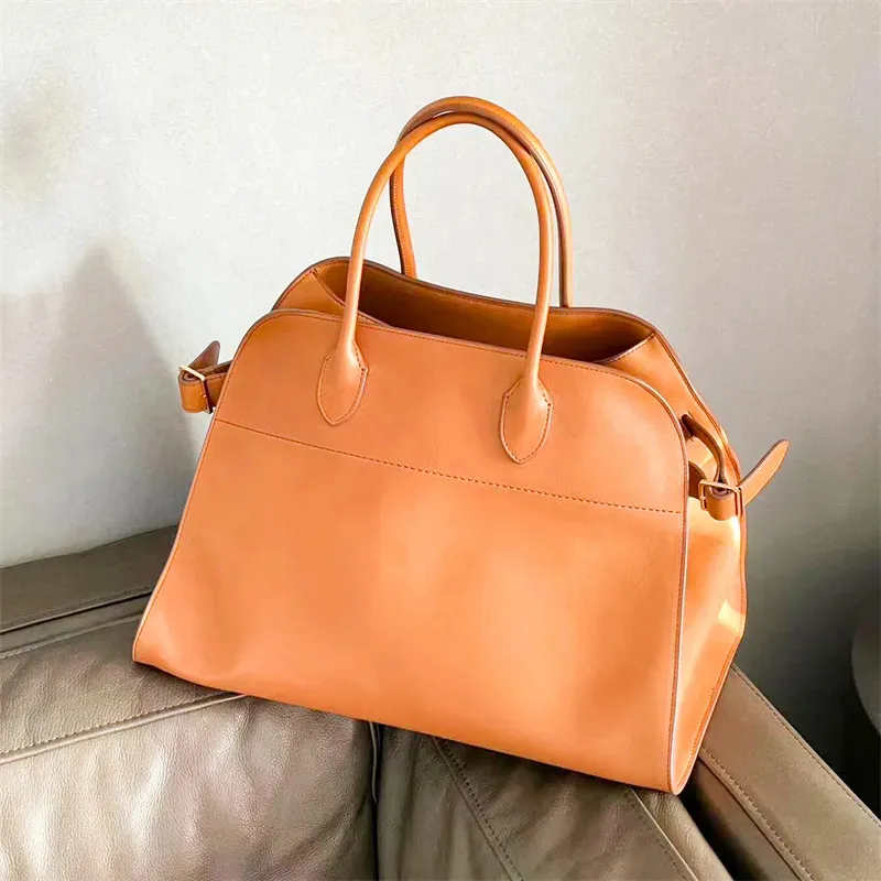 ROW Lüks Margaux 17 Omuz Tasarımcı Çanta Kadın Çantaları Margaux15 Gerçek Deri Çapraz Vücut Çanta Lady Mens Debriyaj Messenger Seyahat Büyük Tote Alışveriş Çantaları