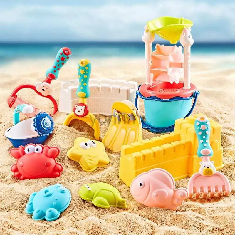 Sand Play Water Fun Qwz Ny baby Beach Toy Sandbox Set Model Kids Spela Sand Tool Mesh Shovel Game Summer Outdoor Beach Bag Toys For Children Gifts 240402