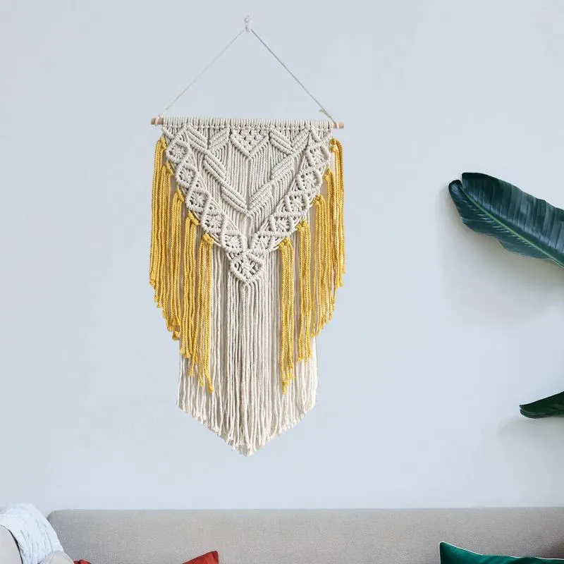 Taquestres Macrame pendurar arte Arte Fringe Tapestry Ornamento de cenário boêmio nórdico para a decoração da festa da festa de casamento da sala de berçário