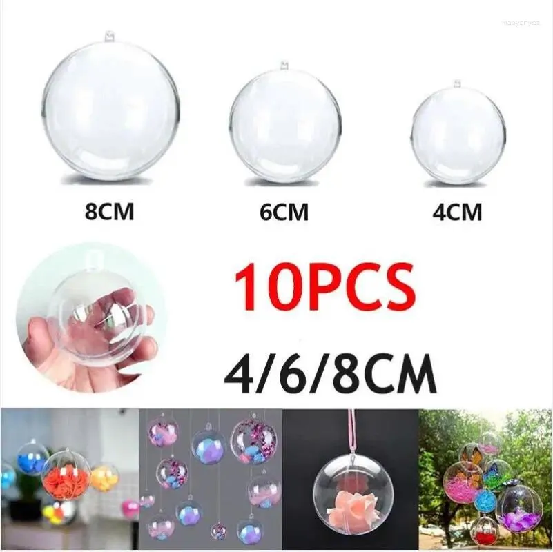 Dekoracja imprezy 10 piłek 4/6/7/8 cm przezroczyste otwarte plastikowe dekoracje świąteczne kulki Kull Clear Bauble Ornament Prezent Prezentowy pudełko