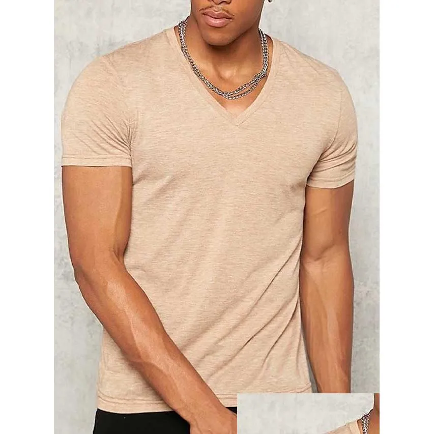 Mäns casual skjortor rukas t-shirt linne vävt v-ring export semester kortärmad kläder klassiska dagliga droppleveranskläder mens dhzel