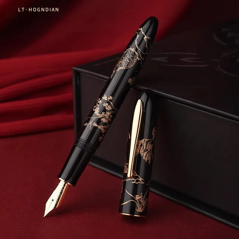 Hongdian N23 stylo plume 2023 lapin année limitée étudiants haut de gamme fournitures de bureau d'affaires sculpture en or stylos cadeaux d'écriture 240319