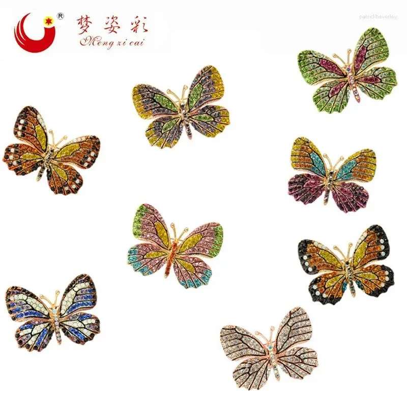 Broches MZC 8 couleurs strass Animal cristal femmes papillon femelle émail broches Brosh coloré insecte broche bijoux