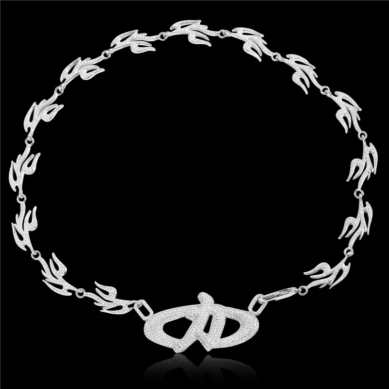 Hip Hop Power Necklace Swallow Micro-inmatad Zirconia Personlig herr trendiga varumärke Rapper Nisch Hip-Hop-halsband