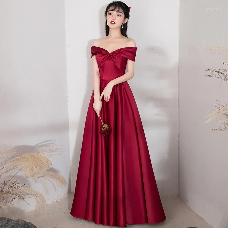 Sukienki imprezowe Galerskie luksusowe ślubne wydarzenie eleganckie eleganckie jedno ramię satynowe burgundy może zwykle ubrać się na kobiety wieczorne ślub