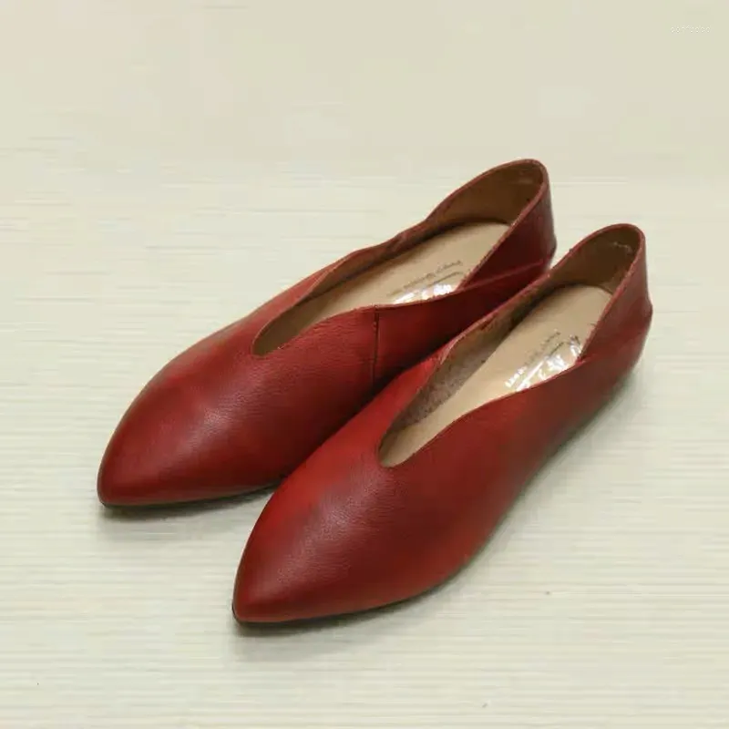 Casual Shoes Loafers Women Leather Flats Spring Lazy Shoe Ballet Mocassim Feminino Handmade Genuine Soft Low Heels Women2024