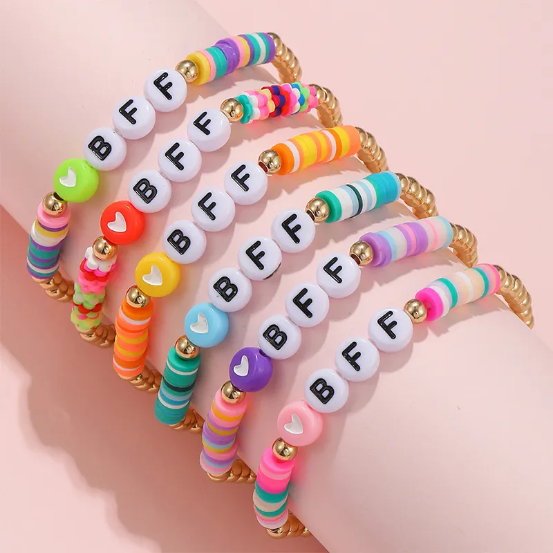 Lot De 3 Bracelets De L'Amitié Extensibles - Lettres, Verre, Acrylique - Cosplay, Fans, Cadeau