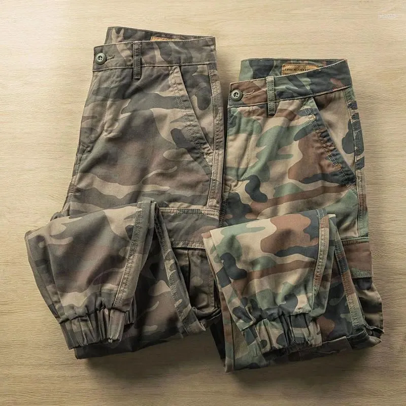 Pantalons pour hommes printemps et automne Style travail Camouflage décontracté coton confortable grandes poches coupe ajustée pantalon de survêtement ample