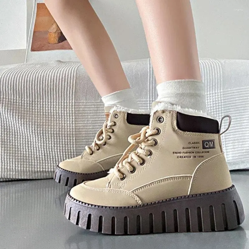 Casual Shoes Winter Women's High Top Plush Warm Cortile Student Cotton Shoe Platform Sneakers Zapatos Para Mujeres Tennis Fashion