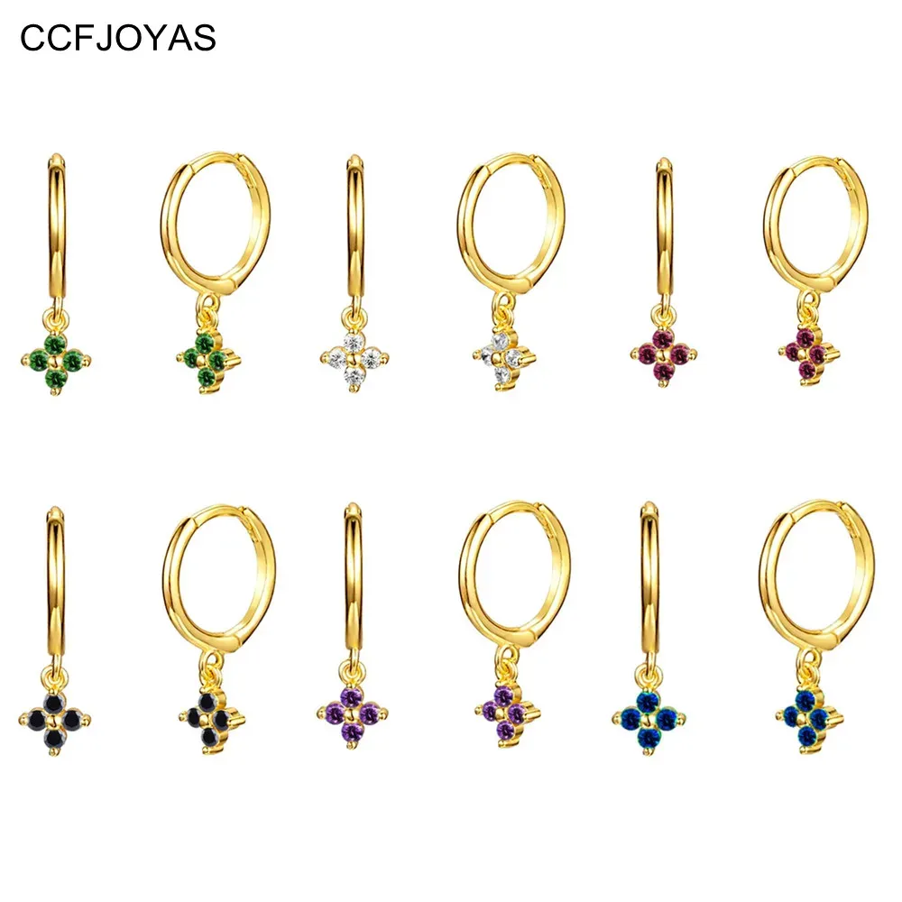 Серьги Ccfjoyas минималистские 925 серебряные серебряные серьги для маленьких цветочных обруч