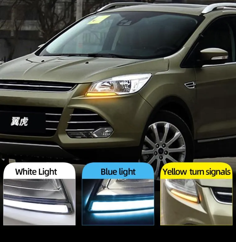 2 pièces led feux de jour drl lumière du jour pour Ford Kuga Escape 2014 2015 2016 2017 avec clignotant jaune 7996656