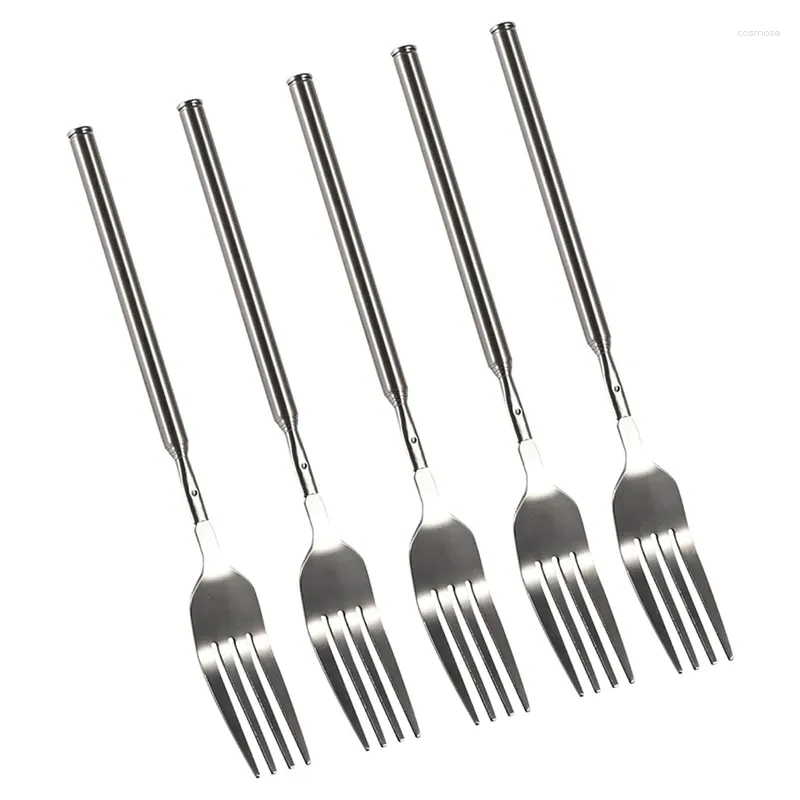 2 PCS Telescopic Fork Spoon, Extendable Stainless Steel Fork
