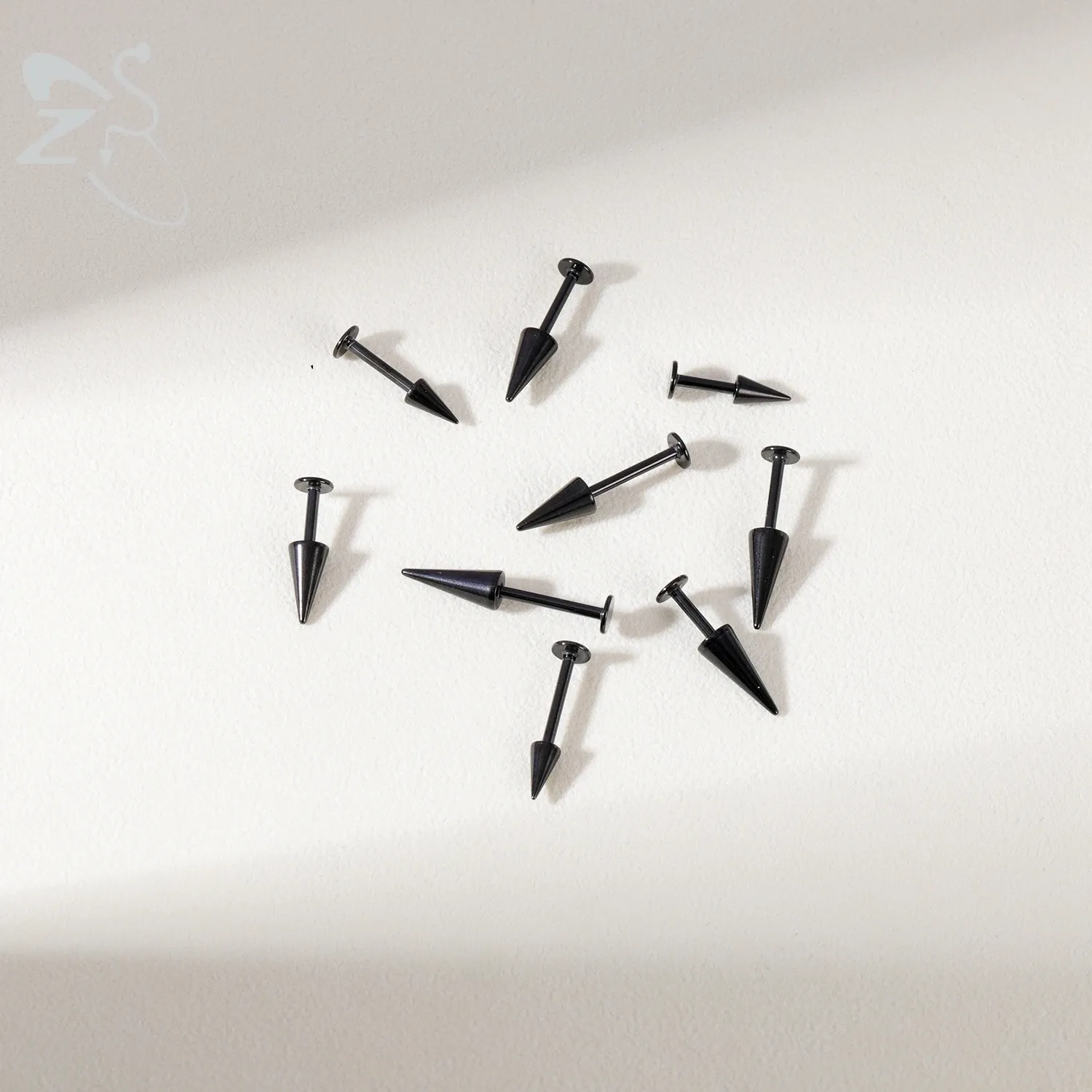 ZS 16g Cone Spike Labret Stud Surgical Steel Cartilage Earrings - Main Image