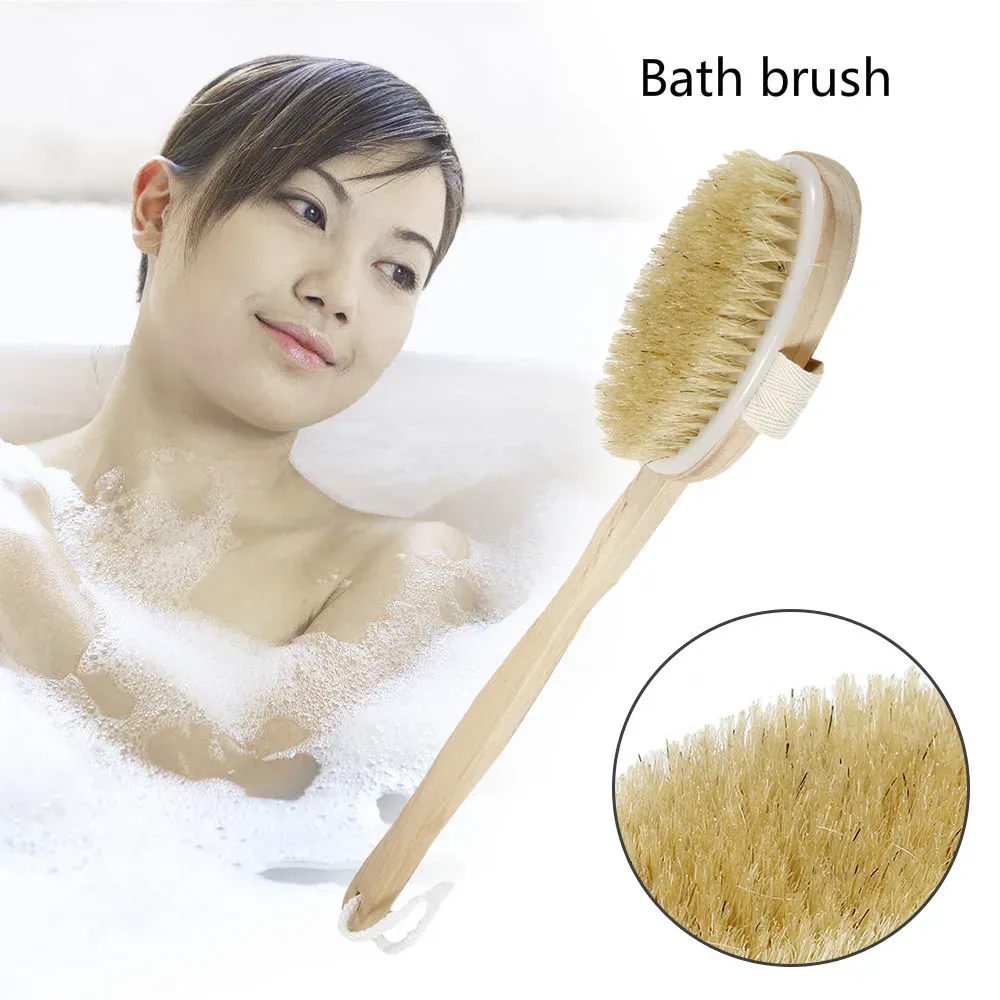 Bath Sdotter 42x7cm exfoliant en bois Massage du corps Brosse Brosse Natural Bristle Bath Brusque Spa femme homme Skin Care Corps Back Massage