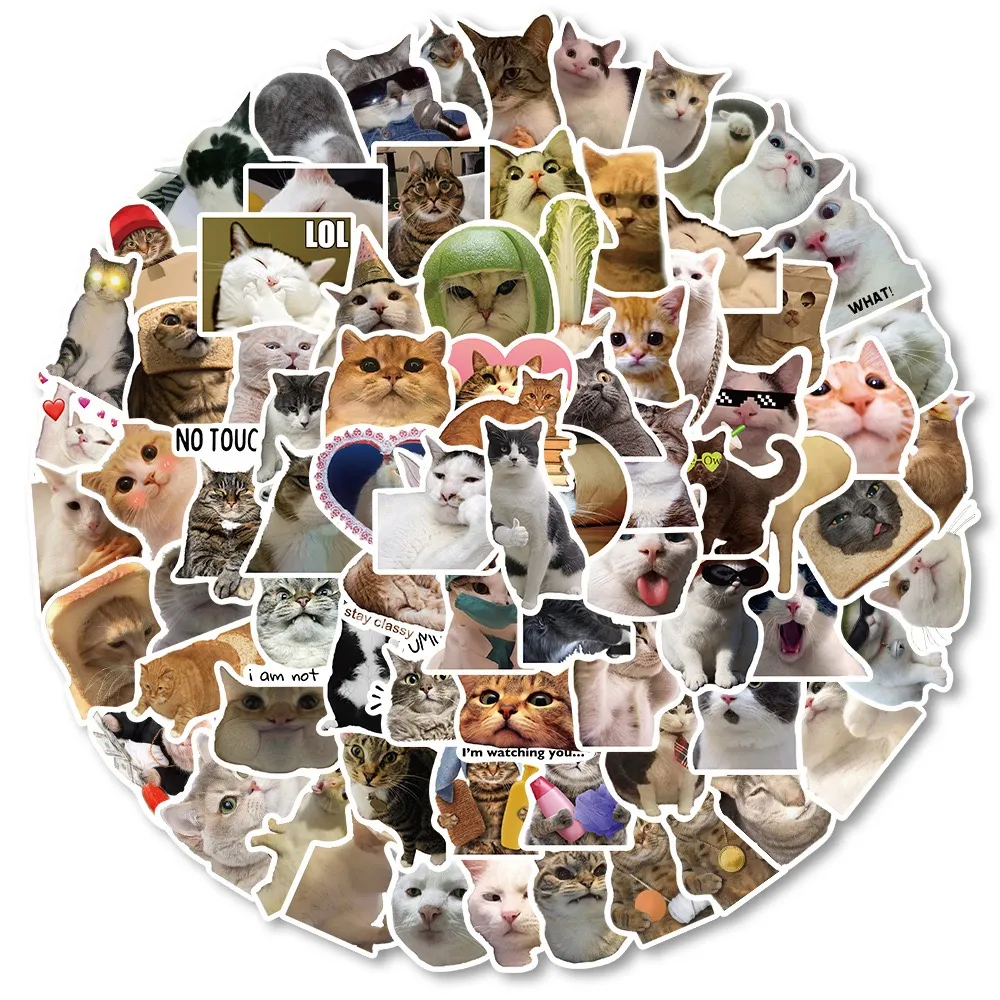 DHgate.com:Cute Cat MEME Animals Stickers - Waterproof Vinyl Decals for ...