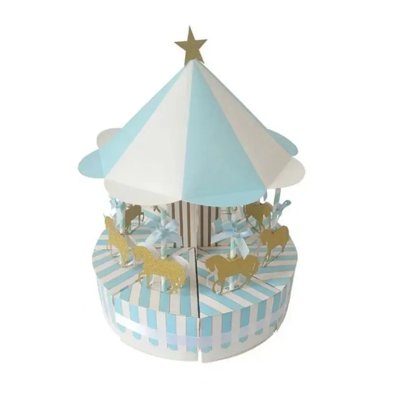 2024 1set Carousel Candy Box for Birthday Decoration Party Wedding Favors Present Gift Case Gift Box Packaging Gift Box - for Birthday Party