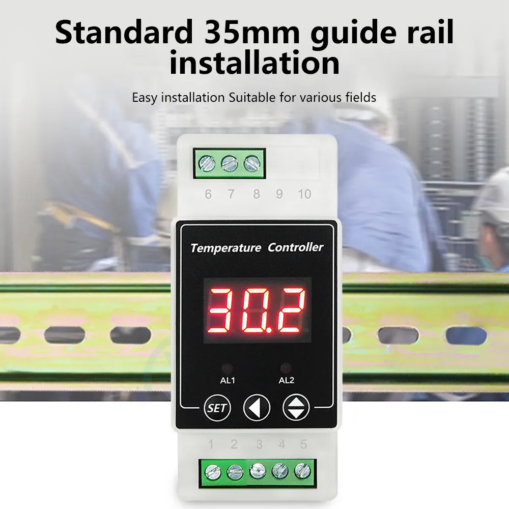 AC100V 240V/DC8V 24V DIN Rail Temp Controller Thermostat, Digital ...
