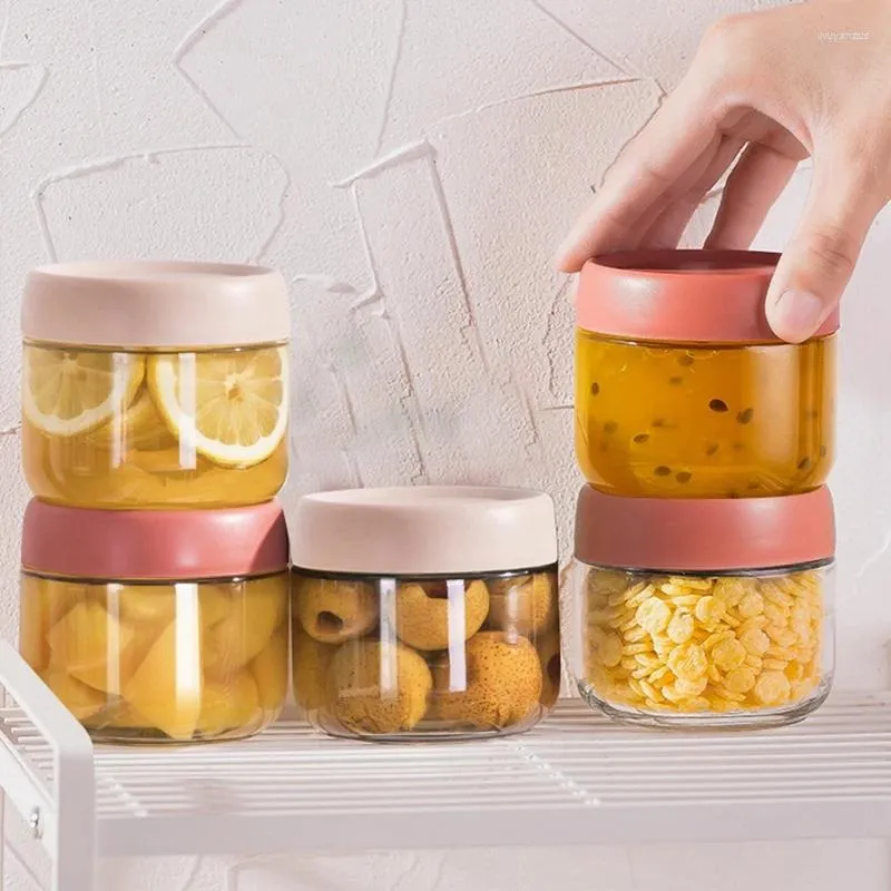 Bouteilles de stockage 2 pièces conteneurs d'avoine de nuit en verre avec couvercles pour salade de flocons d'avoine préparation de repas Pudding - soupe empilable