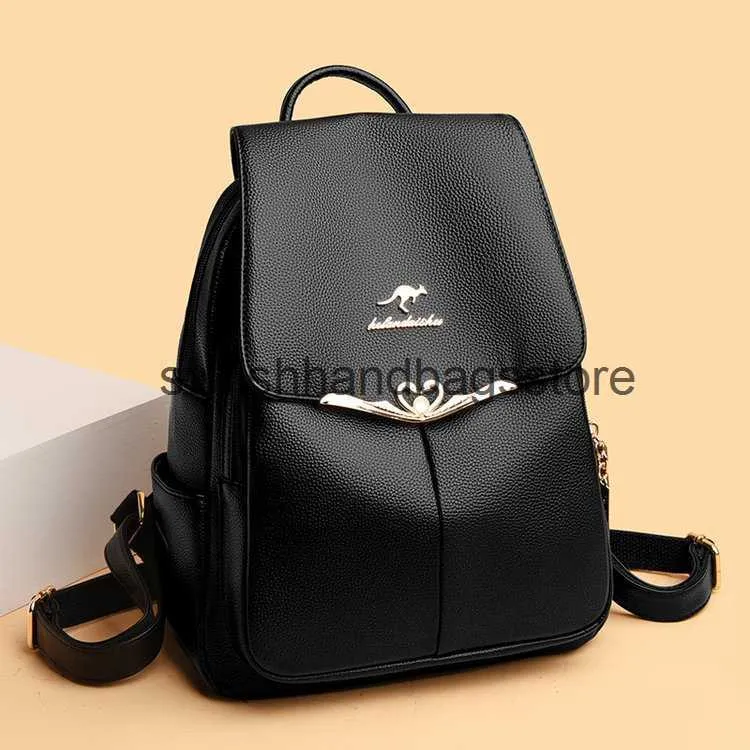 Backpack Style feminino novo zíper da moda simples e versátil de grande capacidade de grande capacidade atmosfera prática portátil para h240403 de saída