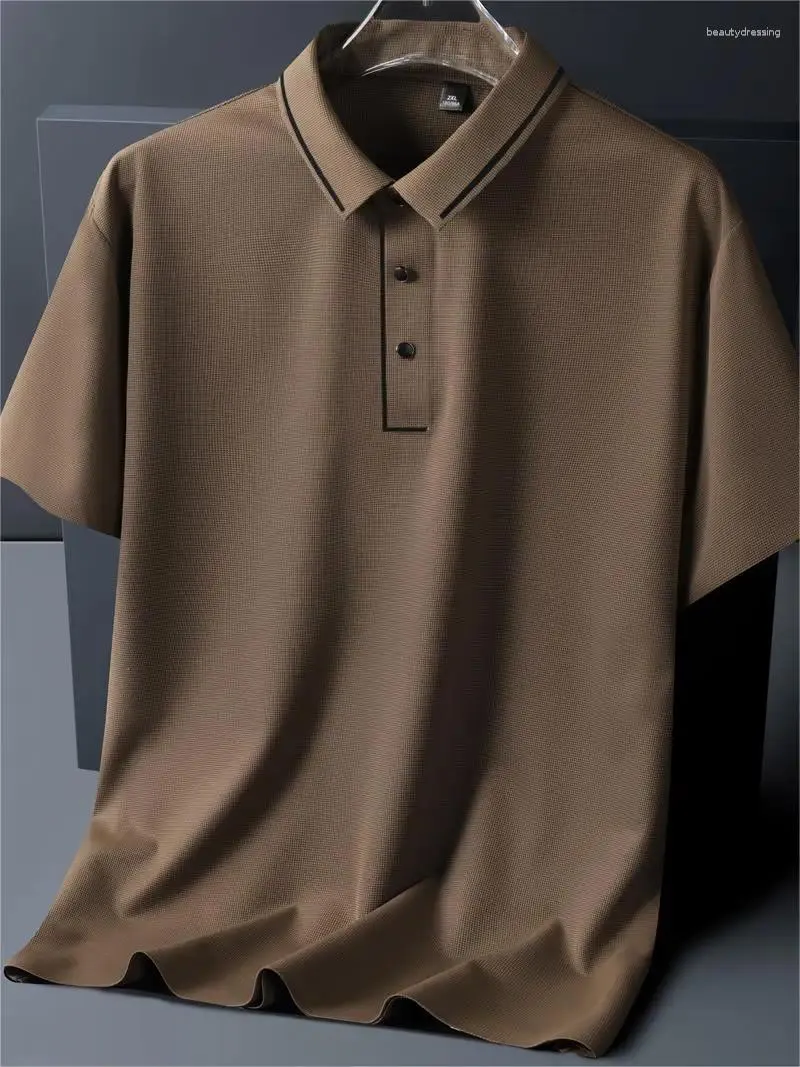 Herren Polos 2024 Plus Size 8xl 7xl Sommer High-End-Eis Seiden kurzärmeligte T-Shirt Polo-Hemdkragen Schnell trocken