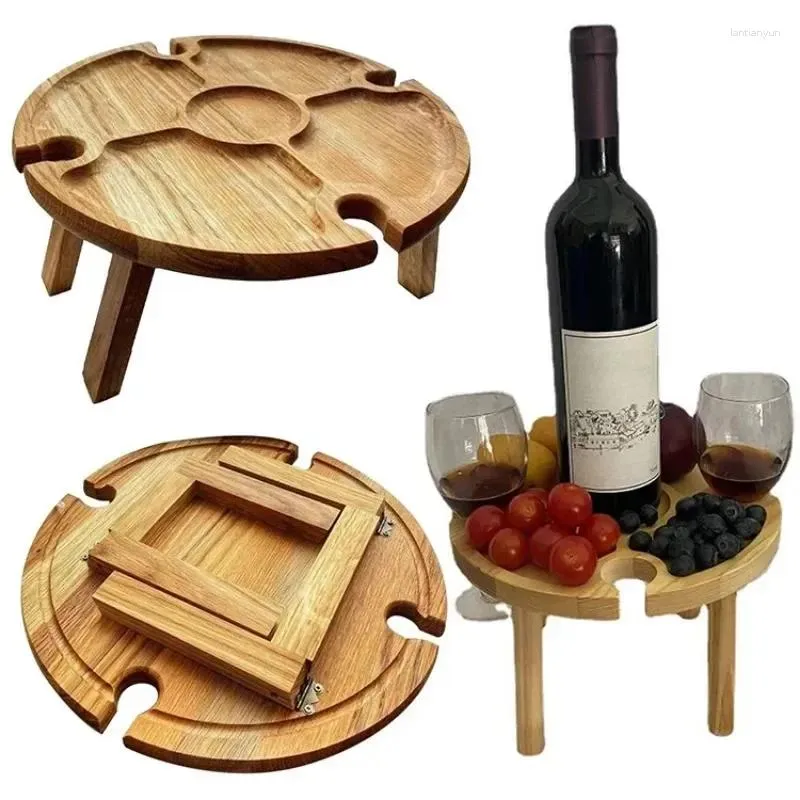 Table de pique-nique pliante en bois, assiettes pour collations de luxe et dégustation de vin, améliorez votre expérience avec le style vintage