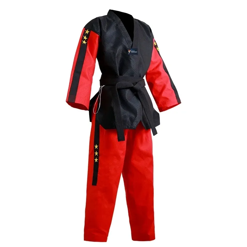 Producten Gloednieuw 3 Starstaekwondo Uniform TKD Lange mouw Kinderen Volwassen kleding Taekwondo Dobok Martial Arts Suits Tae Kwon Do