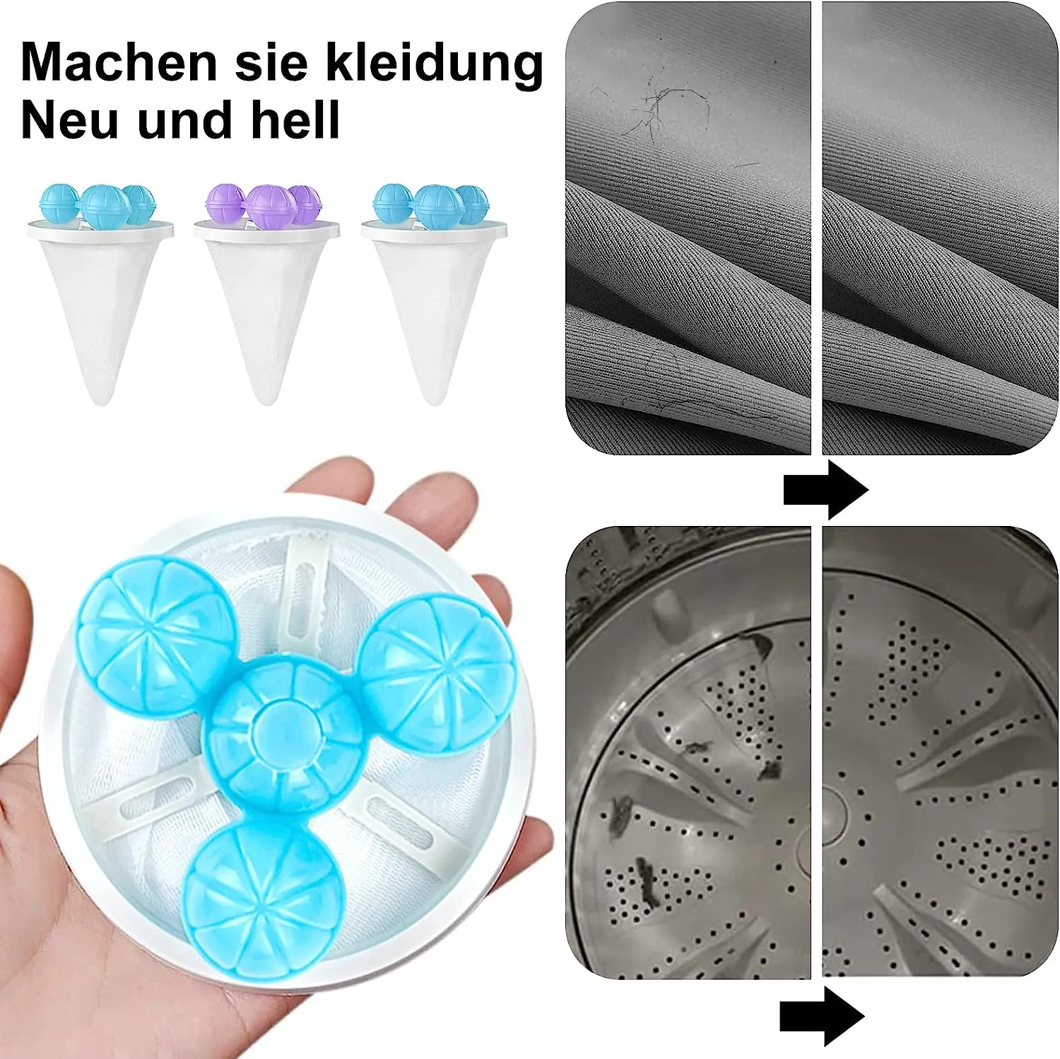 Reusable Washing Machine Lint Filter Floating Hair Catcher Mesh, 9.2 Cm ...
