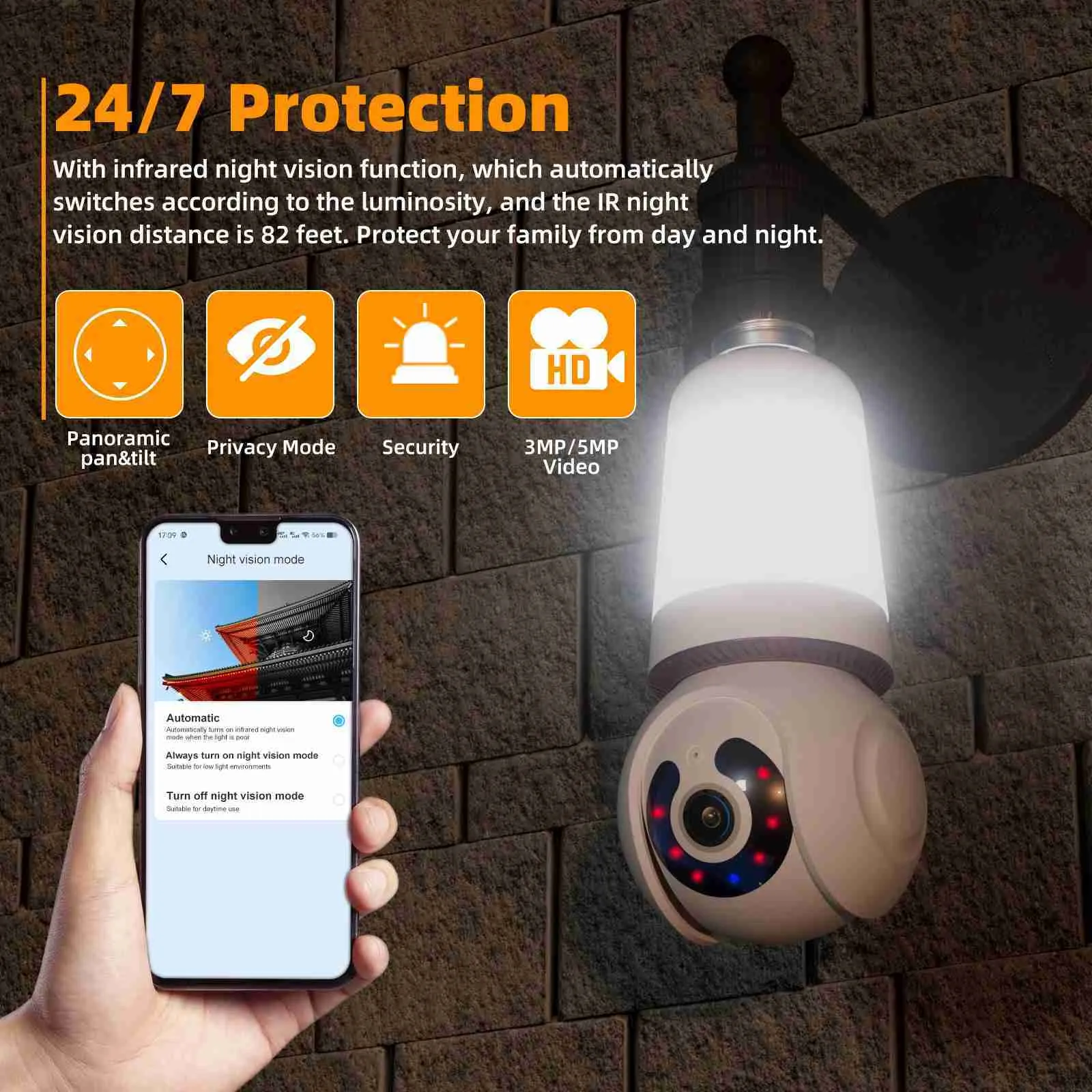 Andere CCTV-camera's 5G WiFi E27 1-3PCS BULB CAMERA 2 In 1 Surveillance Camera Beveiliging Video Full Color Night Vision 10x Digital Zoom Human Tracking Y240403