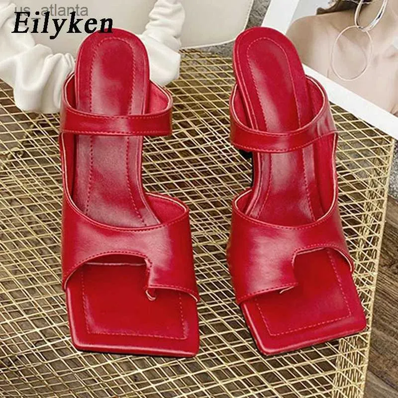 Dress Shoes New Fashion Square Clip Toe Slides dames slippers 2024 zomer smalband hoge hakken dames h240403r8ou