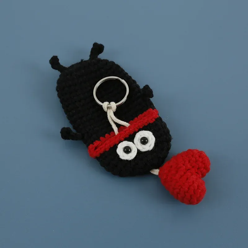 Knitting Funny Doll Keychain Crochet Sausage Mouth Storage Bag