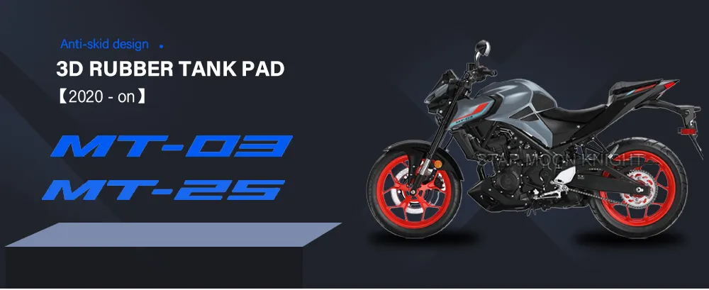 Black Traction Side Gas Fuel Tank Pad Sticker – For Yamaha MT-03 – Left & Right