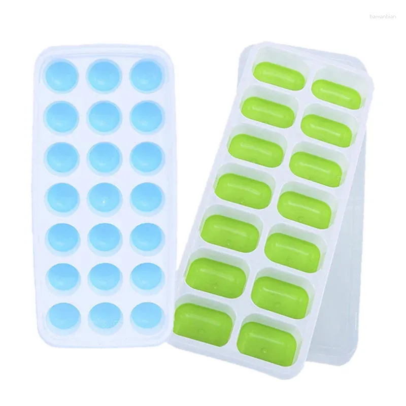 Moules de cuisson Silicone Ice carré plateau 2 plateaux de pack avec couvercle pour l'eau du congélateur autre boisson