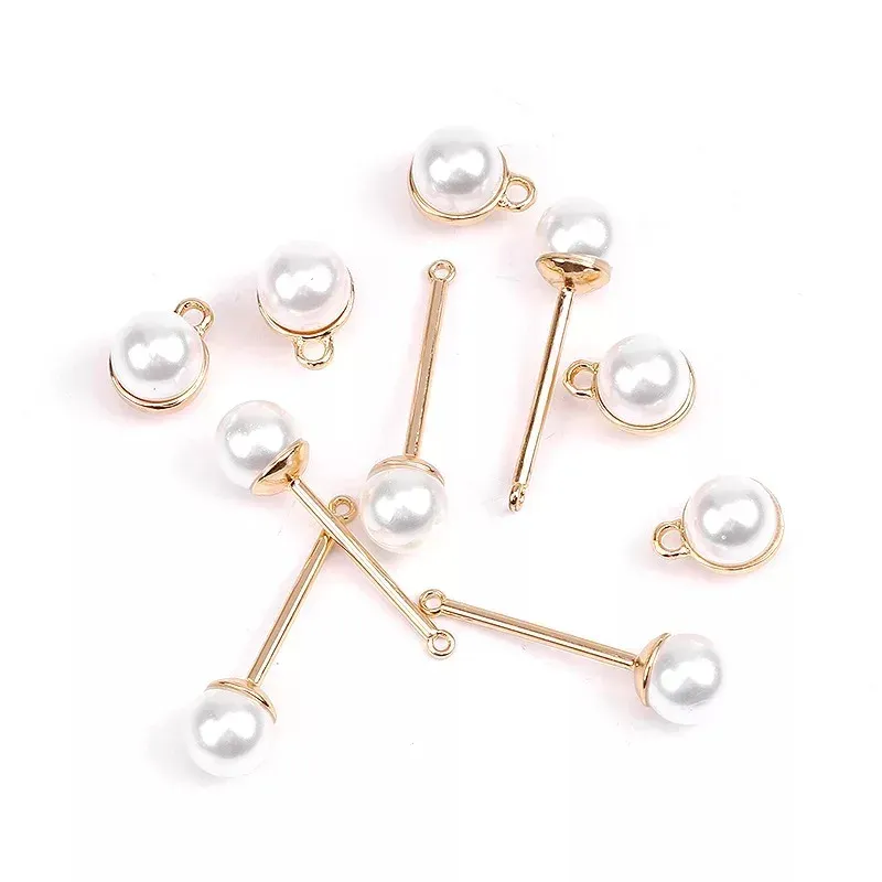 Inculini 50pcs/lotto perle bianche decorazione geometria round/stick forma in lega mobile tradici volantini ciondoli a ciondoli di gioielli fai -da -te accessori a sospensione