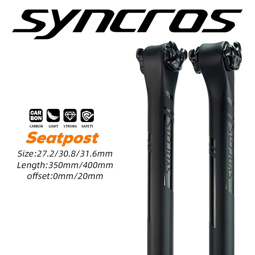 SYNCROS full carbon fiber seatpost half matte gloss mountain bikeroad bike light 272308316mm 240325