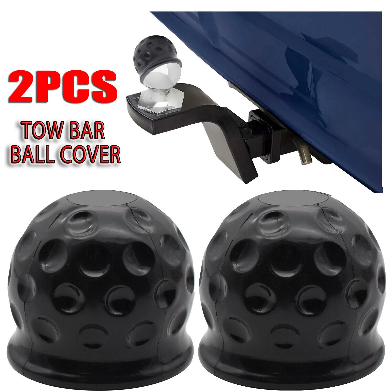Cache Boule D'Attelage Universel Caoutchouc ABS - Capuchon Protection Remorque Caravane Camion - Résistant UV - 10