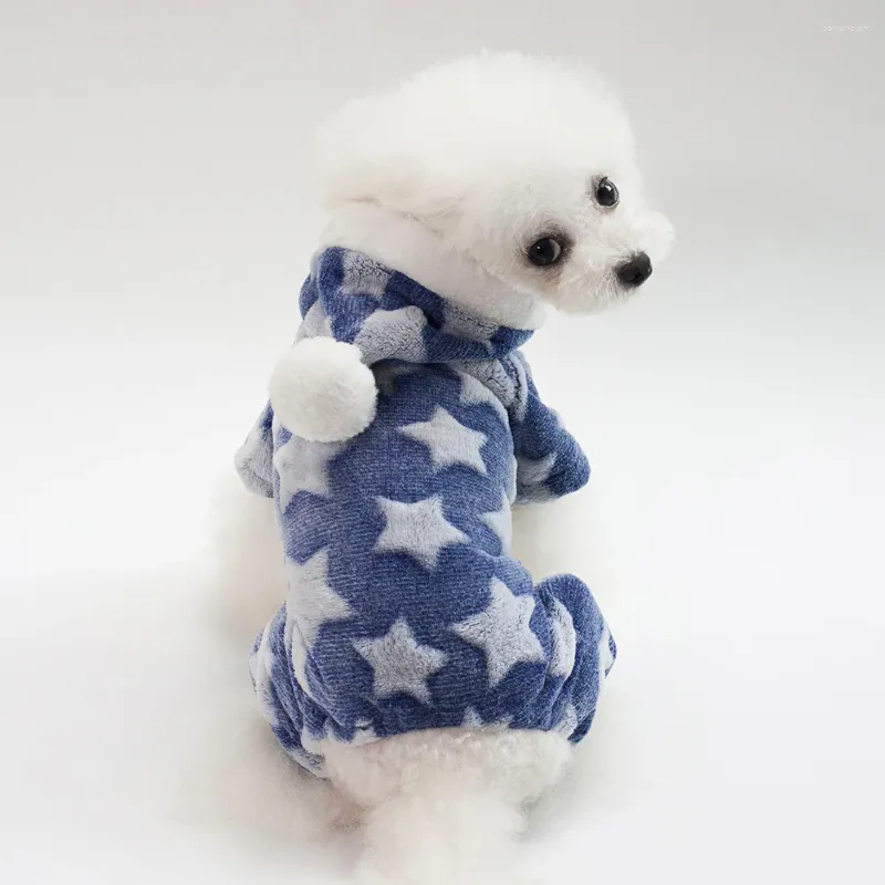 Hundkläder kläder vinter pyjamas fyra ben fleece isolering stjärna mönster design husdjur bär vackert mode för att hålla varm kallt