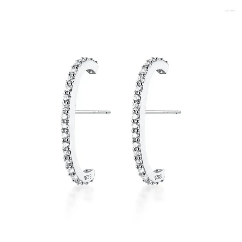 Studörhängen Autentisk S925 Sterling Sier CZ Ear Bone Wire Climber Cuff Piercing Arch Bar Party Gift Drop Delivery DHQMZ