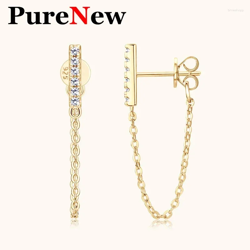 Stud -oorbellen Pure Dames delicate Moissanite 925 Silver Diamond Chain Fashion Sieraden voor vrouwen